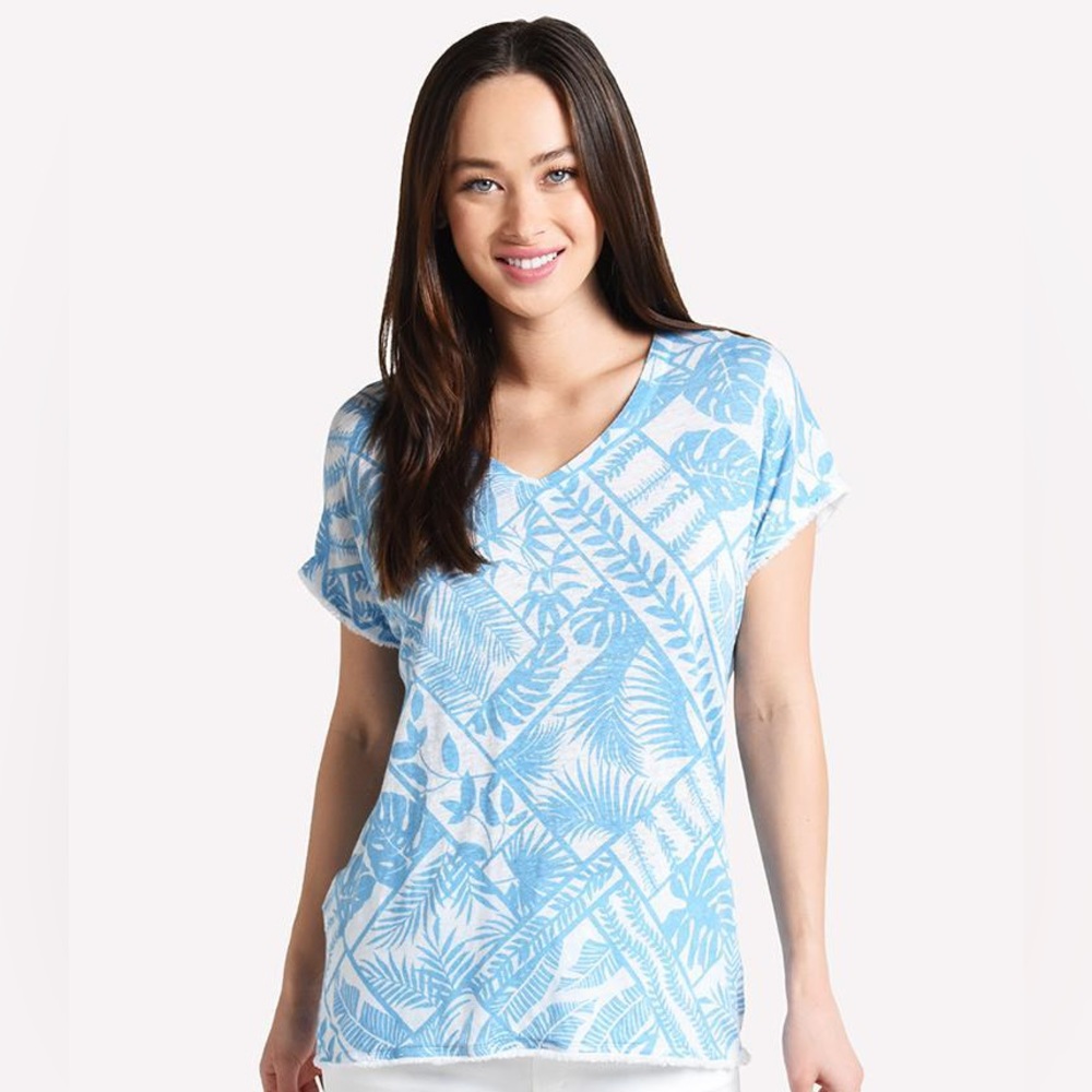Tommy Bahama Women's Frond Of A Frond Linen T-Shirt size medium